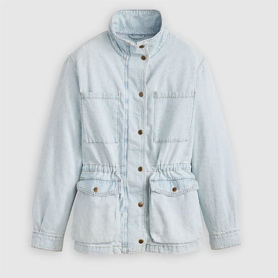 Women's Levis Karlie Solid Patterned Snap Button Press Stud Cuff Denim Jacket in Desert Recharge - Image 1
