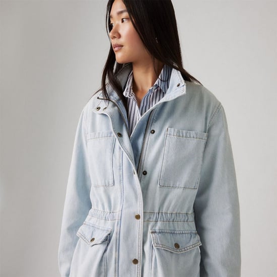 Women's Levis Karlie Solid Patterned Snap Button Press Stud Cuff Denim Jacket in Desert Recharge - Image 4