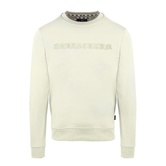 Men's Aquascutum Embroidered Crew Neck Ribbed Collar Long Sleeve Sweatshirt in Butter - Image 1