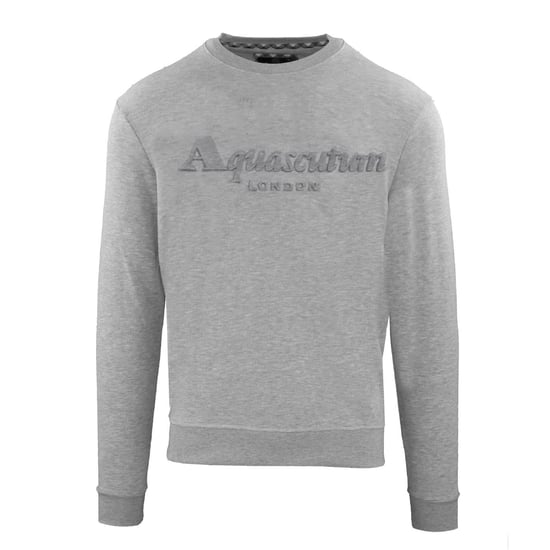 Men's Aquascutum Embroidered Crew Neck Long Sleeve Sweatshirt in Grey - Image 1