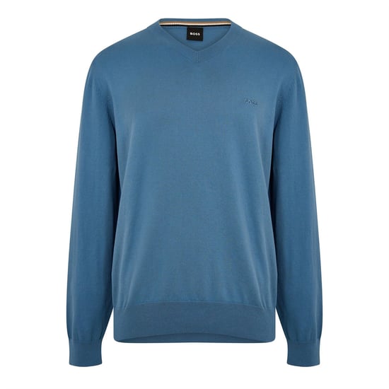 Men's Boss V-Neck Long Sleeve Sweatshirt in Pastel Blue - Image 1