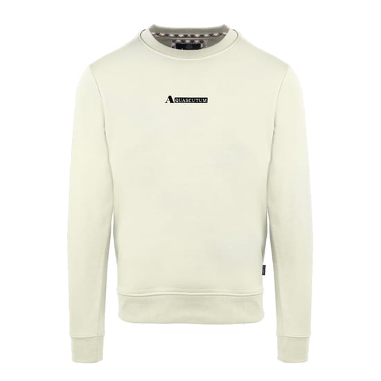 Men's Aquascutum Crew Neck Ribbed Collar Long Sleeve Sweatshirt in Butter - Image 1
