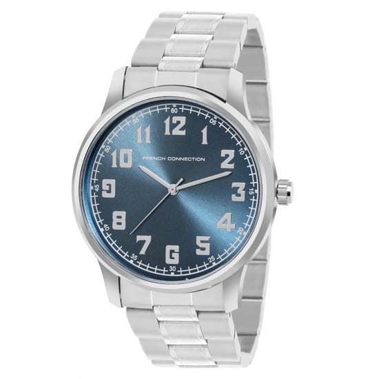 Accessories French Connection Connection Silver Case Round Shape Silver Strap Quartz Watch in Teal Blue - Image 2