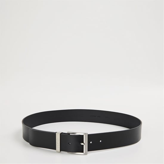 Accessories Boss Leather Belt with Metal Buckle in Black - Image 1