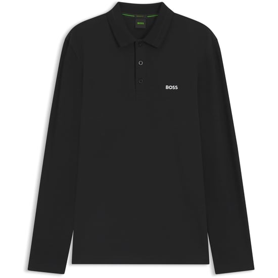 Men's Boss Hbg Plisy Long Sleeve Polo in Black 009 - Image 1