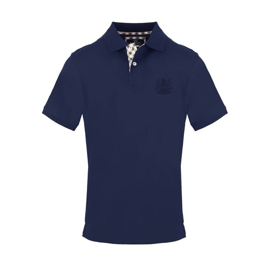Men's Aquascutum Embroidered Collared Neck Short Sleeve Polo Shirt in Navy - Image 1