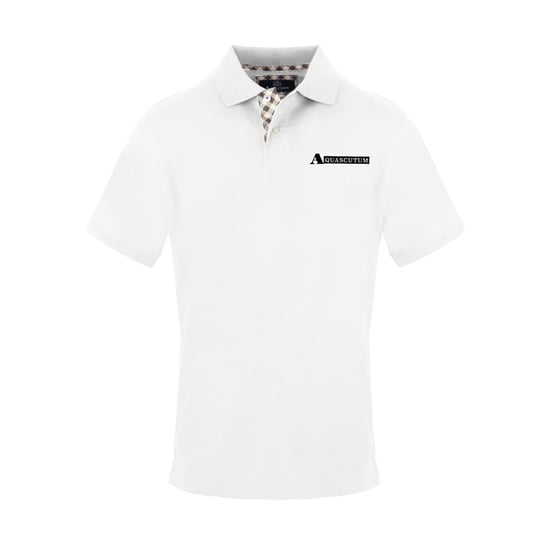 Men's Aquascutum Collared Neck Short Sleeve Polo Shirt in White - Image 1