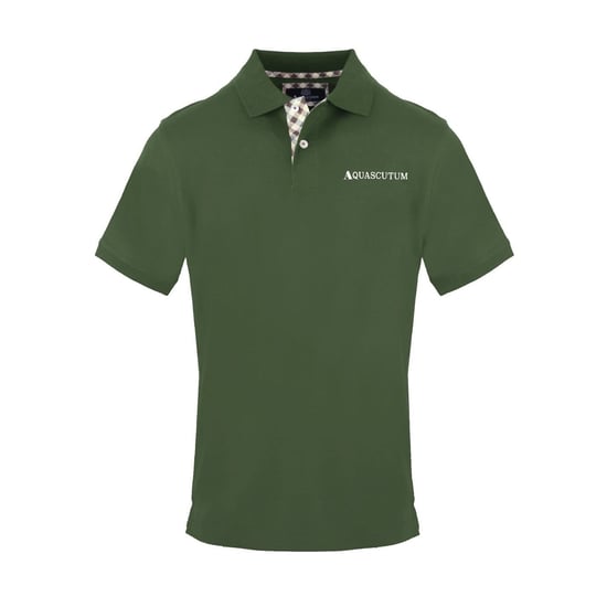 Men's Aquascutum Embroidered Collared Neck Short Sleeve Polo Shirt in Military Green - Image 1