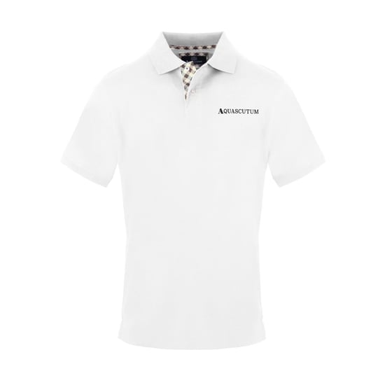 Men's Aquascutum Collared Neck Short Sleeve Polo Shirt in White - Image 1
