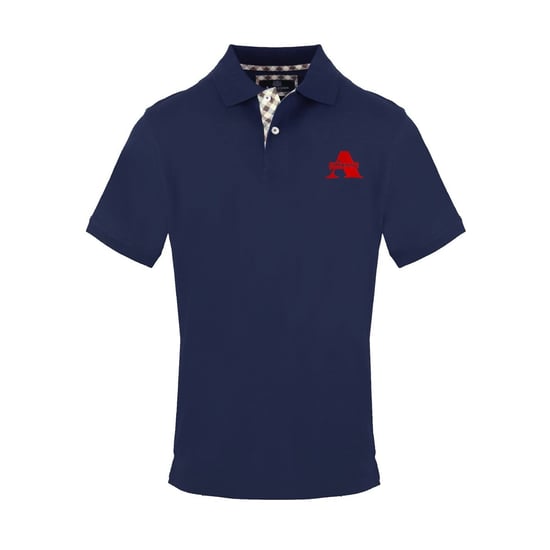Men's Aquascutum Embroidered Collared Neck Short Sleeve Polo Shirt in Navy - Image 1