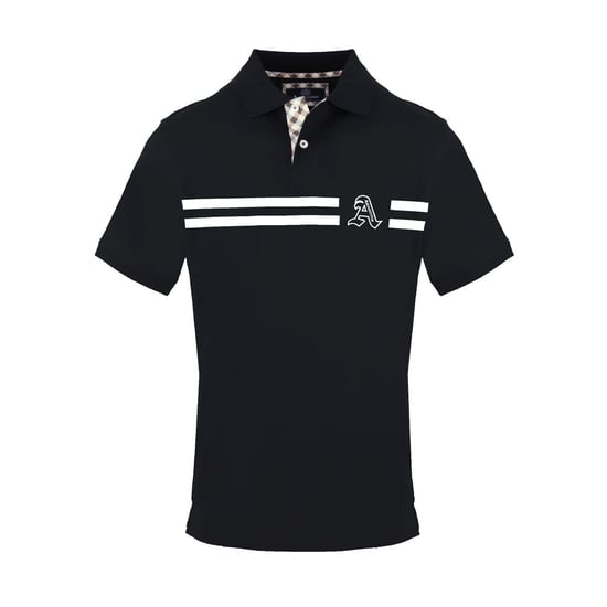 Men's Aquascutum Collared Neck Short Sleeve Polo Shirt in Black - Image 1