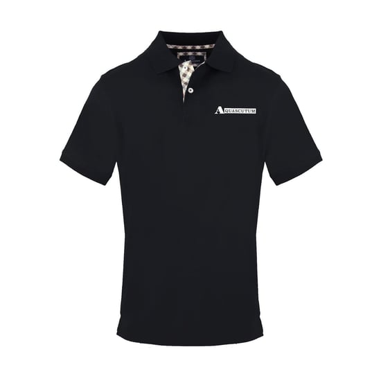 Men's Aquascutum Polo Shirt Collared Neck Short Sleeve in Black - Image 1