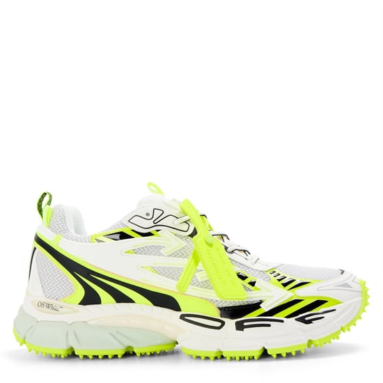 Men's Off White Be Right Back Low Top Trainers in Wht/Yellow Fluo - Image 1