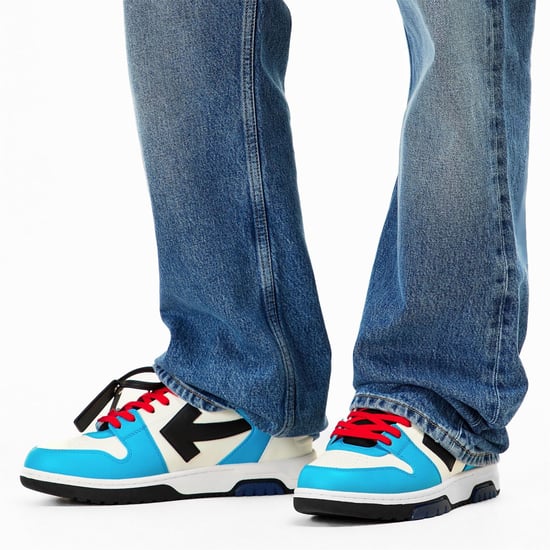Men's Off White Outofoffice Calf Leather Low Top Trainers in Blue/Black - Image 3