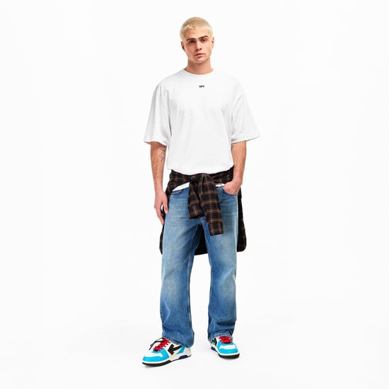 Men's Off White Outofoffice Calf Leather Low Top Trainers in Blue/Black - Image 6
