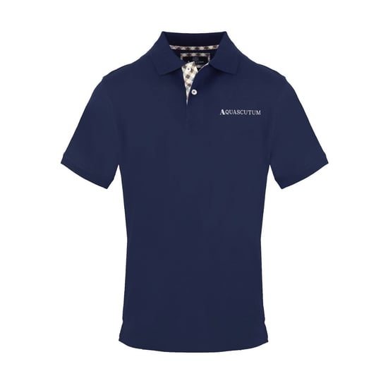 Men's Aquascutum Collared Neck Short Sleeve Polo Shirt in Navy - Image 1