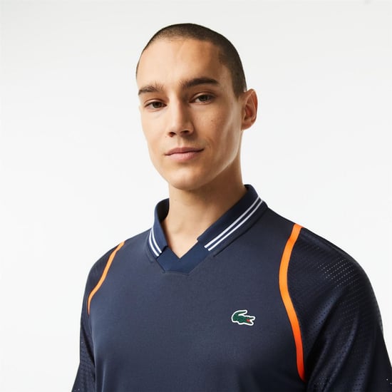 Men's Lacoste Sht Sleeved in Blue Night - Image 3