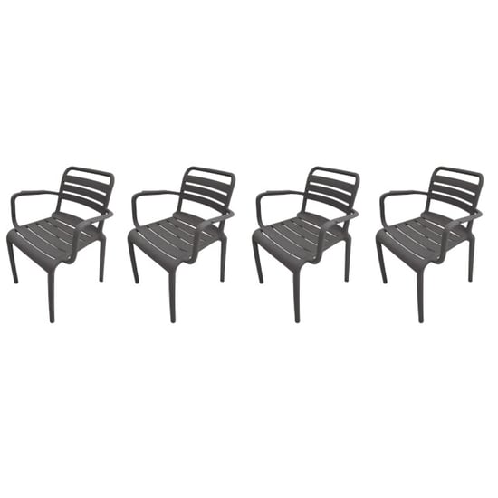 Garden Impressions Orleans tuinstoelen set van 4 antraciet - Image 1