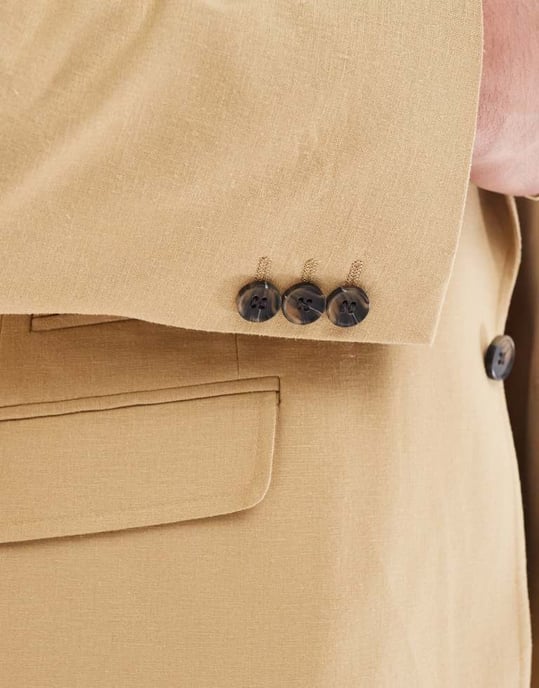ASOS DESIGN linen blend slim suit jacket in beige - Image 3