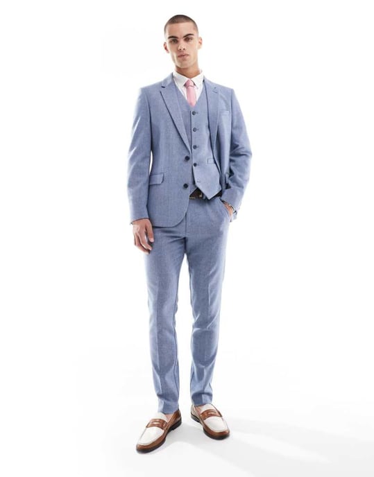 ASOS DESIGN skinny suit jacket with wool in blue - Image 1
