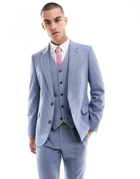 ASOS DESIGN skinny suit jacket with wool in blue - Image 2