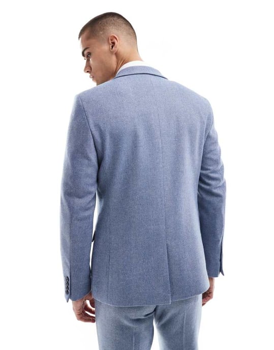 ASOS DESIGN skinny suit jacket with wool in blue - Image 3