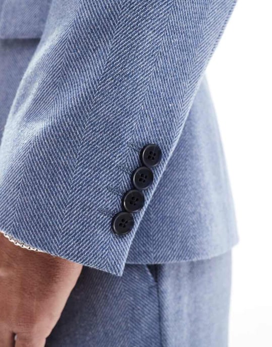 ASOS DESIGN skinny suit jacket with wool in blue - Image 4