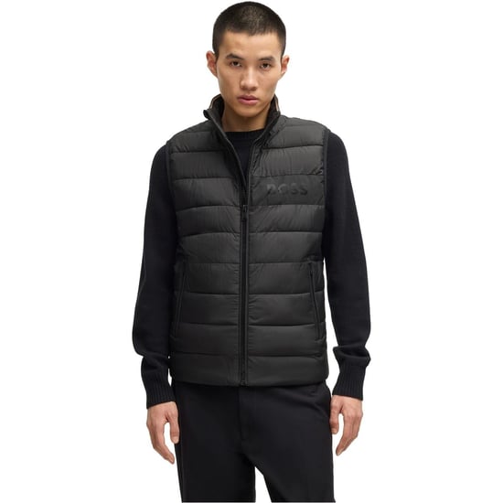 Men's Boss H Cenito Padded Water Repellent Stand Collar Sleeveless Gilet in Black 001 - Image 1