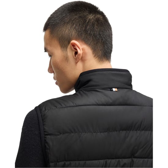 Men's Boss H Cenito Padded Water Repellent Stand Collar Sleeveless Gilet in Black 001 - Image 3