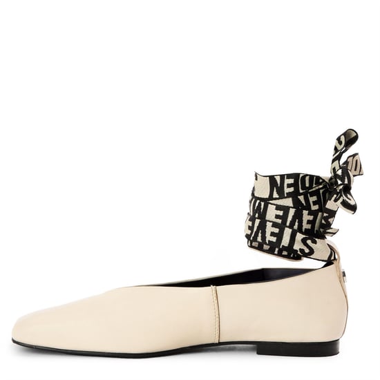 Women's Steve Madden Fosse Logo Print Flats Pumps in Coco Milk Lthr - Image 2