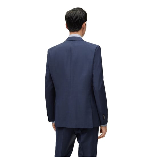 Men's Boss Jeckson Solid Patterned Notch Collared Suit Jacket in Blue - Image 1