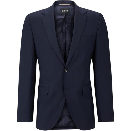 Men's Boss Jeckson Solid Patterned Notch Collared Suit Jacket in Blue - Image 3