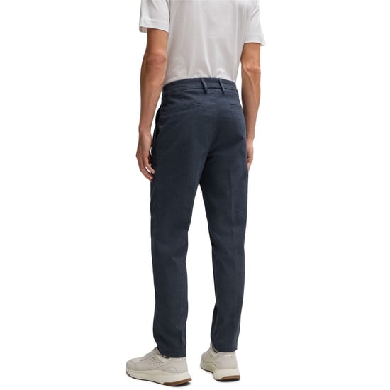 Men's Boss Flat Front Solid Patterned Chinos in Dark Blue - Image 1