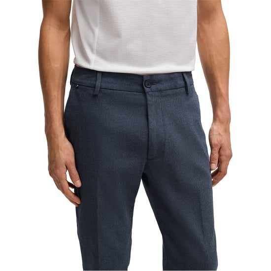 Men's Boss Flat Front Solid Patterned Chinos in Dark Blue - Image 2