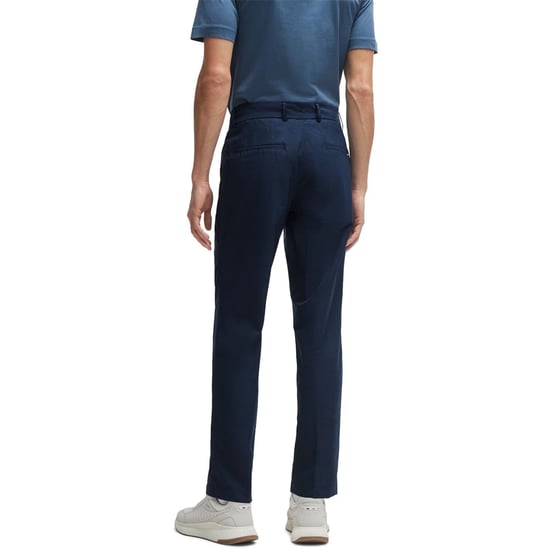 Men's Boss Genius Solid Patterned Straight Chinos in Dark Blue - Image 3