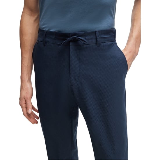 Men's Boss Genius Solid Patterned Straight Chinos in Dark Blue - Image 4