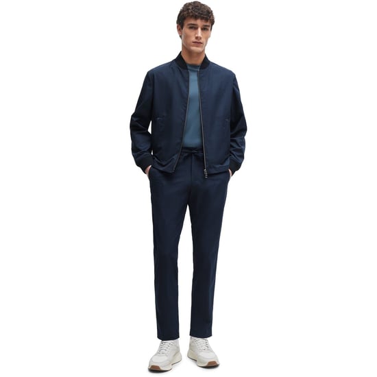 Men's Boss Genius Solid Patterned Straight Chinos in Dark Blue - Image 5