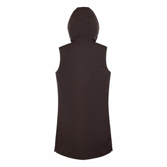 Women's Museum Solid Patterned Hooded Gilet in Mulch - Image 2