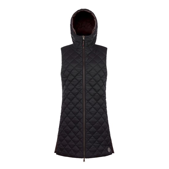 Women's Museum Solid Patterned Hooded Gilet in Mulch - Image 5