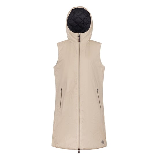 Women's Museum Solid Patterned Hooded Gilet in Brown Rice - Image 1