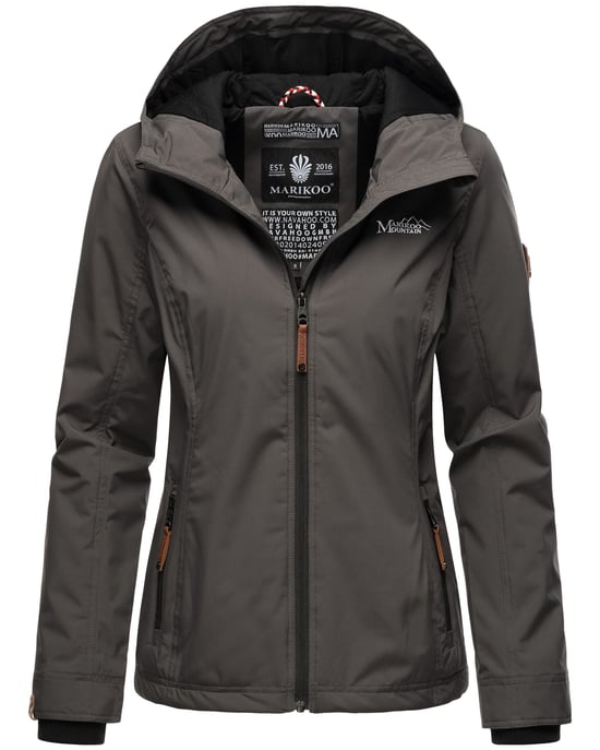 Marikoo Women’s Lightweight Transitional Jacket Water and Wind Resistant with Hood Anthracite - Image 1