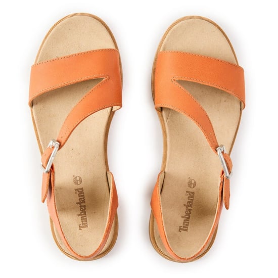 Women's Timberland Calista Bay Backstrap Sandal Medium in Med Ornge Grain - Image 3