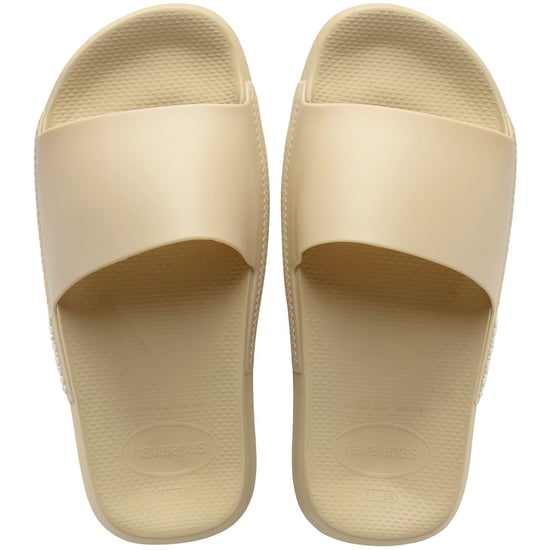 Women's Havaianas Solid Patterned Open Toe Slide Sandals in Beige - Image 3
