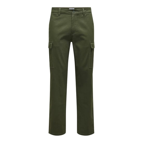 Men's Only Solid Patterned Straight Cargo Pants in Olive Night - Image 6