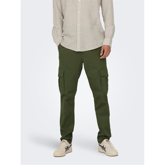 Men's Only and Sons Dean Regular Fit Cargo Pants in Olive Night - Image 1