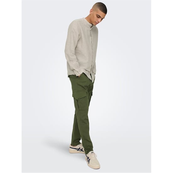 Men's Only and Sons Dean Regular Fit Cargo Pants in Olive Night - Image 3