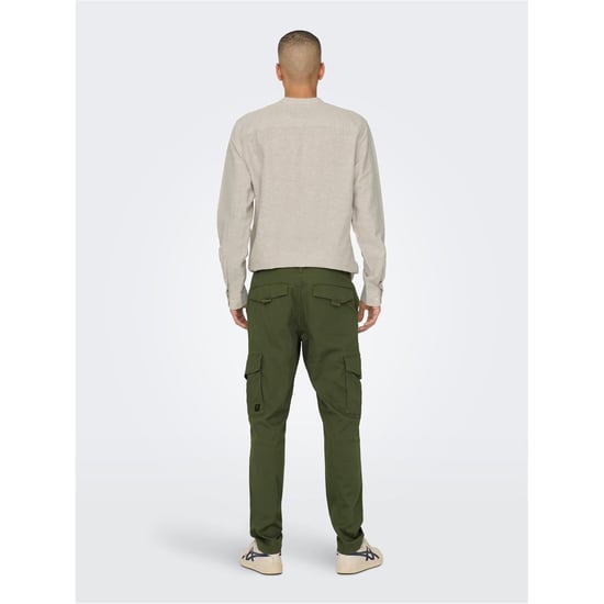 Men's Only and Sons Dean Regular Fit Cargo Pants in Olive Night - Image 4