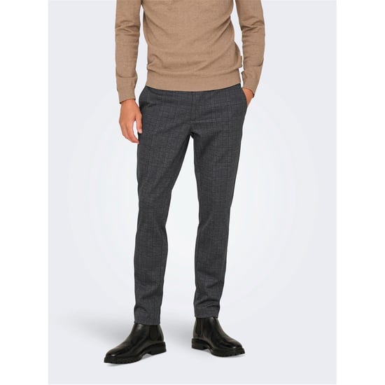 Men's Only Plaid Slim Five Pocket Chinos in Demitasse - Image 2