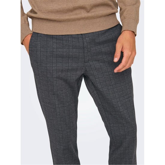 Men's Only Plaid Slim Five Pocket Chinos in Demitasse - Image 3