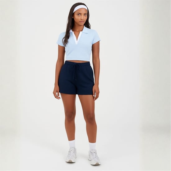 Women's Brave Soul Jersey Bermuda Sweat Shorts with Elasticated Waistband in Navy - Image 3